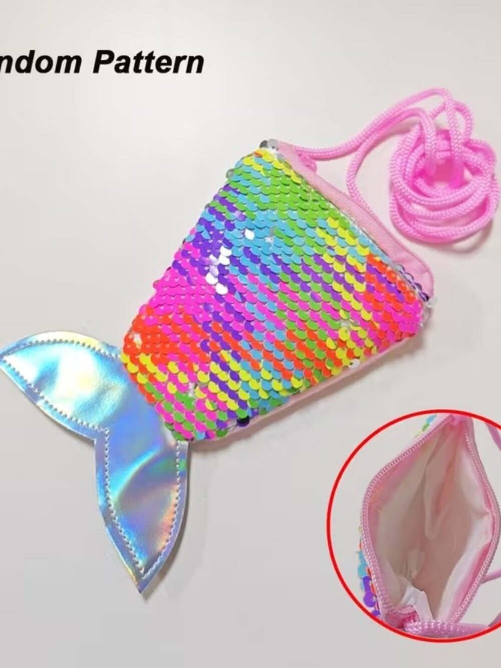 Cute Mermaid Sequin Crossbody Bag - Pink Multi